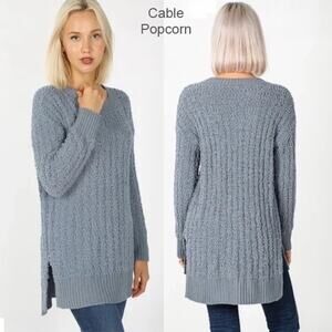 💞 NWT Cable Popcorn Sweater - Concrete Gray | Sz Small 💖